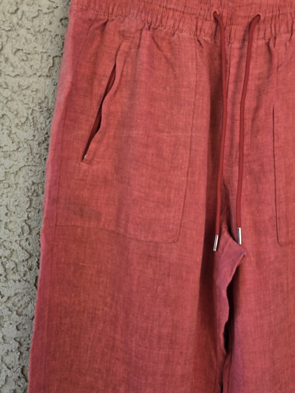 Athleta Retreat Women's Drawstring Linen Jogger Pants - Rust Wide Leg - Picture 3 of 14